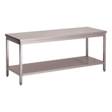 Table de travail professionnelle en inox avec étagère 700x700mm-mondialchr.com
