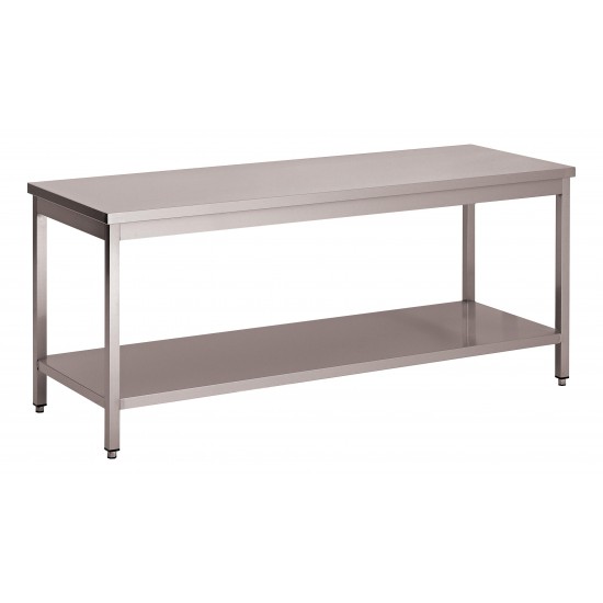 Table de travail professionnelle en inox avec étagère 700x700mm-mondialchr.com