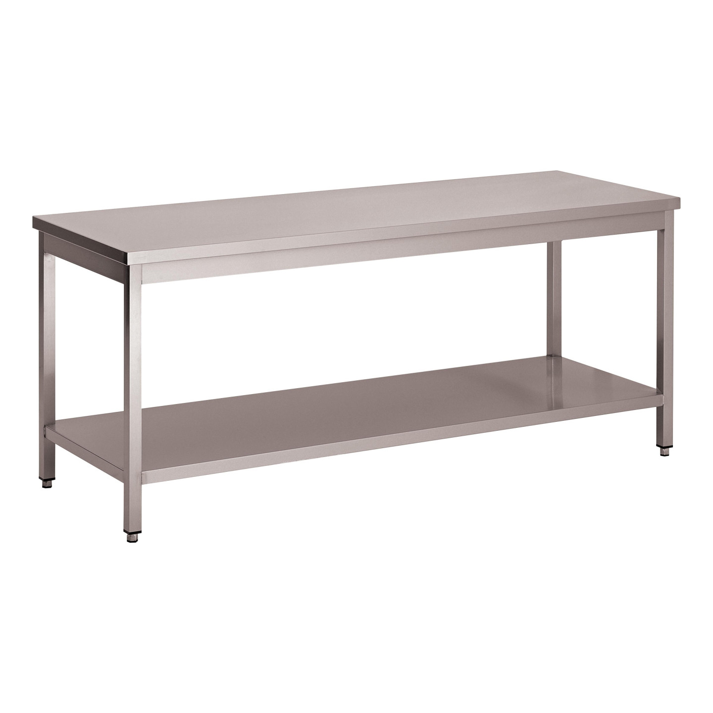 Table de travail professionnelle en inox avec étagère 700x700mm-mondialchr.com