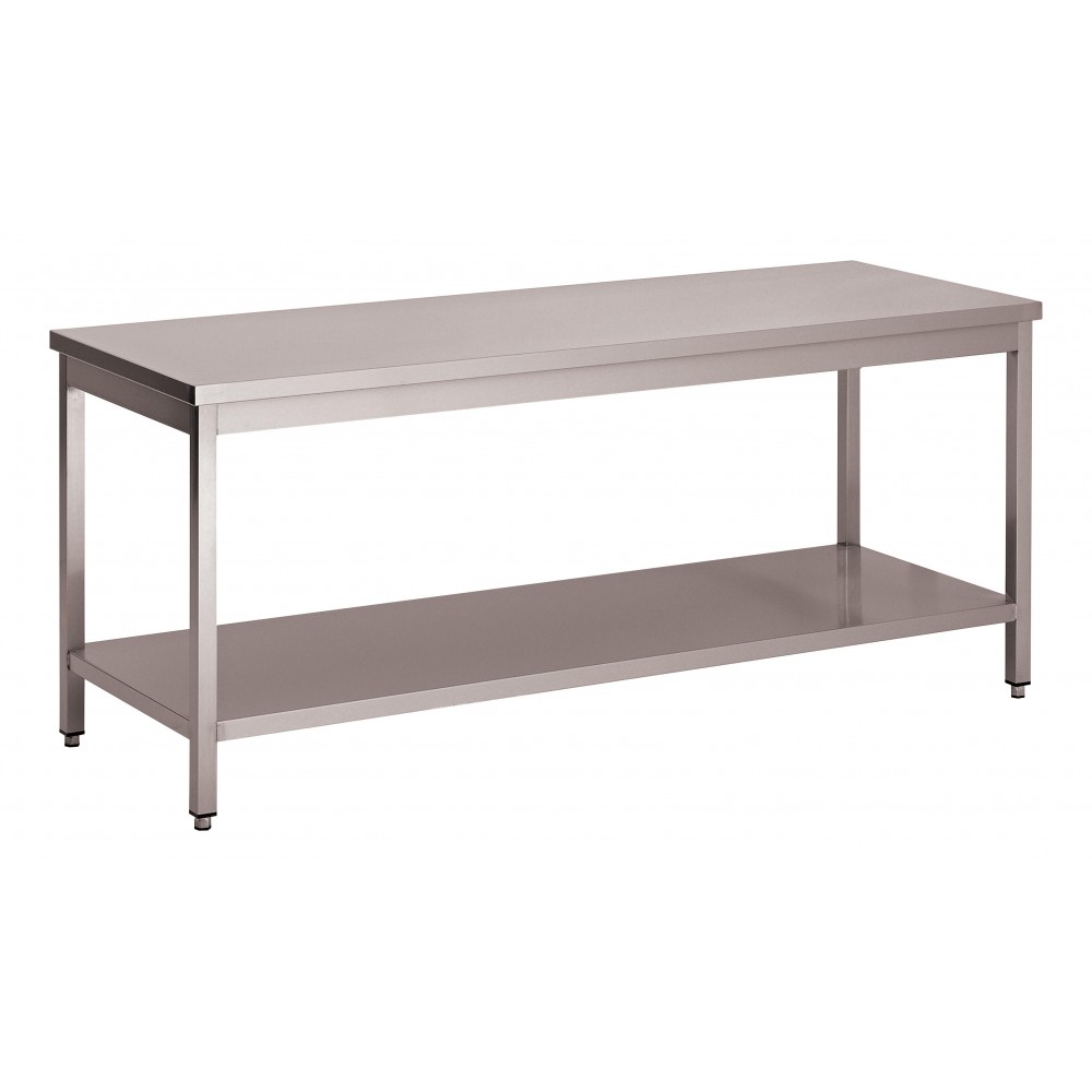 Table de travail en inox 1500 P700 avec étagère pour cuisine professionnelle-mondialchr.com