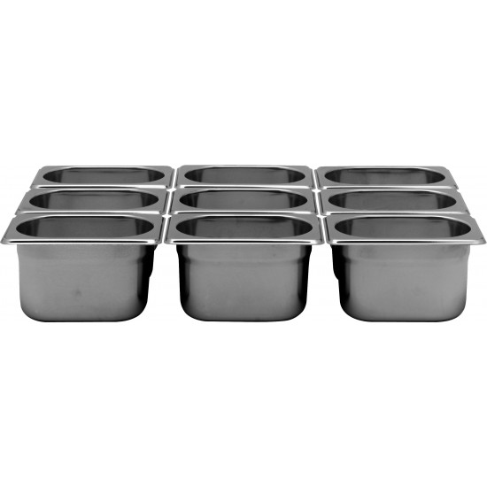 Bac gastronome inox aisi 304 GN1/9 P.65mm-BA19065-mondialchr.com