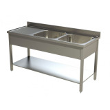 Plonge inox professionnelle 2000x700mm pour restaurant-mondialchr.com