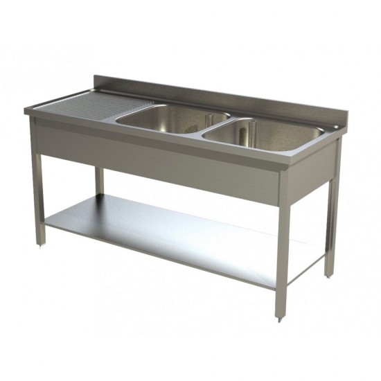 Plonge inox professionnelle 2000x700mm pour restaurant-mondialchr.com