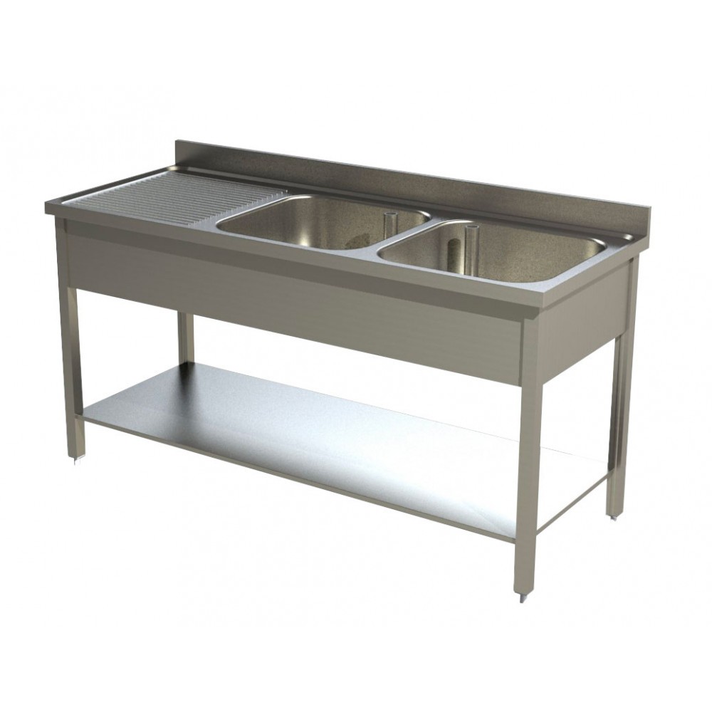 Plonge inox professionnelle 2000x700mm pour restaurant-mondialchr.com