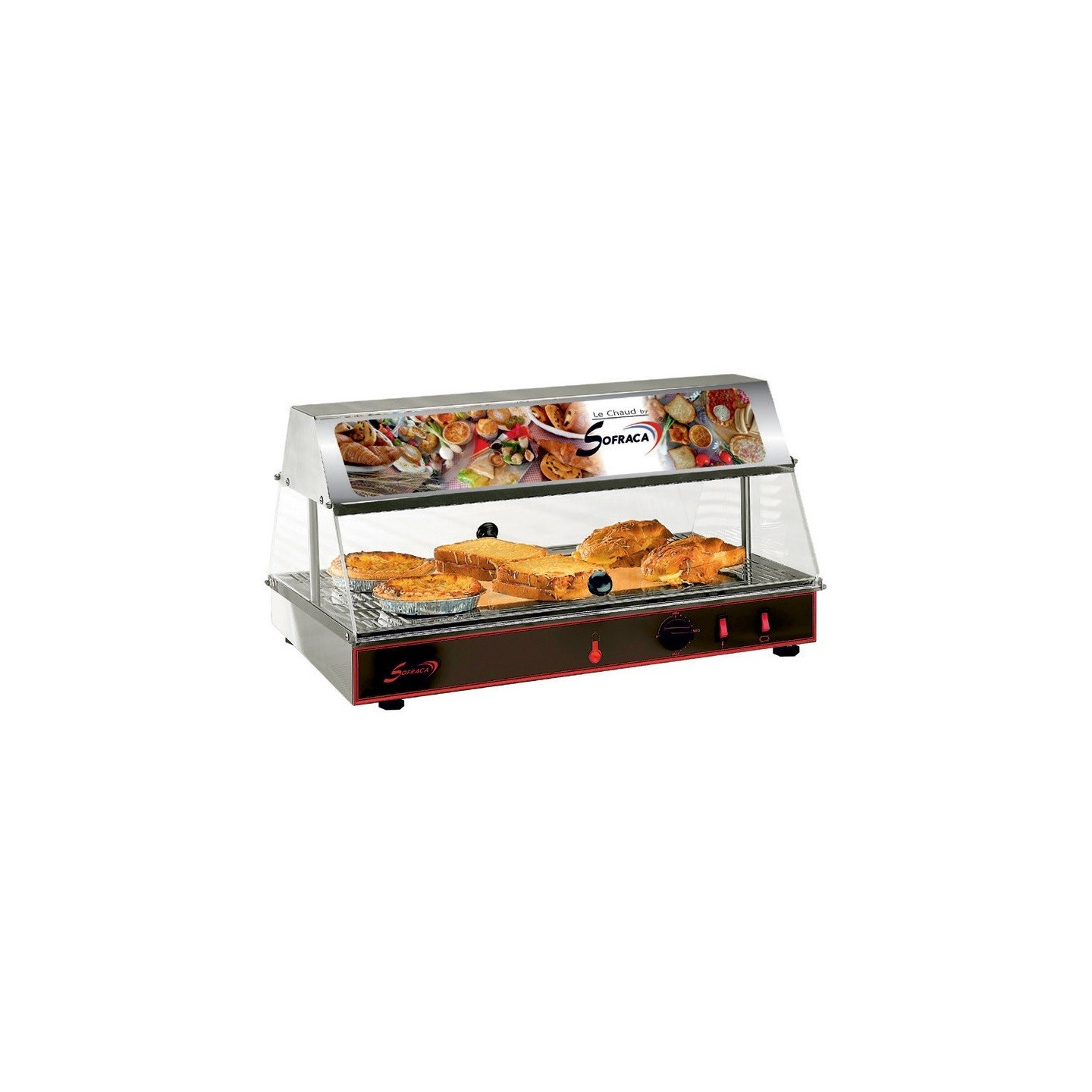 Vitrine chauffante avec bloc lumineux GN 1/1 1 niveau Sofraca-mondialchr.com