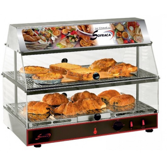 Vitrine chauffante avec bloc lumineux GN 1/1 2 niveaux Sofraca-mondialchr.com