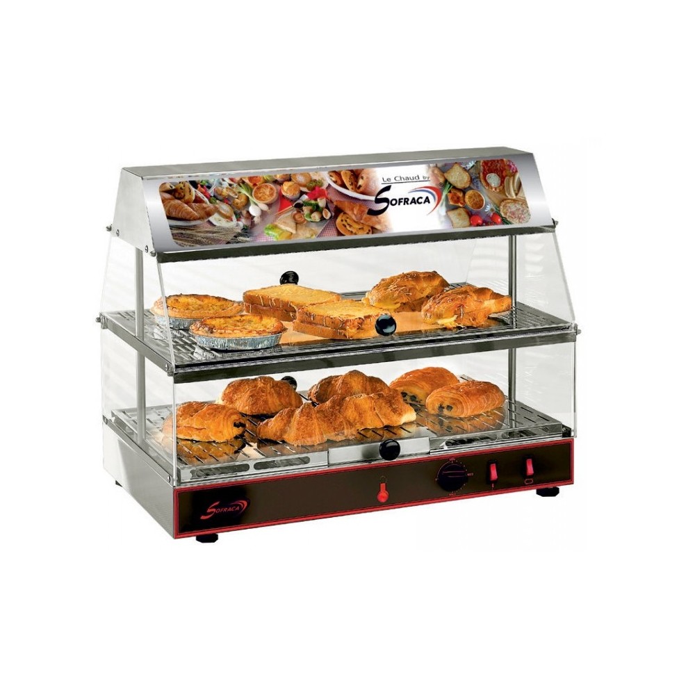 Vitrine chauffante avec bloc lumineux GN 1/1 2 niveaux Sofraca-mondialchr.com