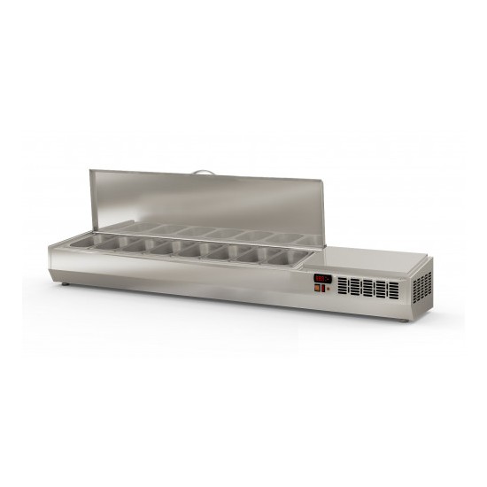 Présentoir à ingrédients 8 GN 1/4 couvercle inox Coreco-mondialchr.com