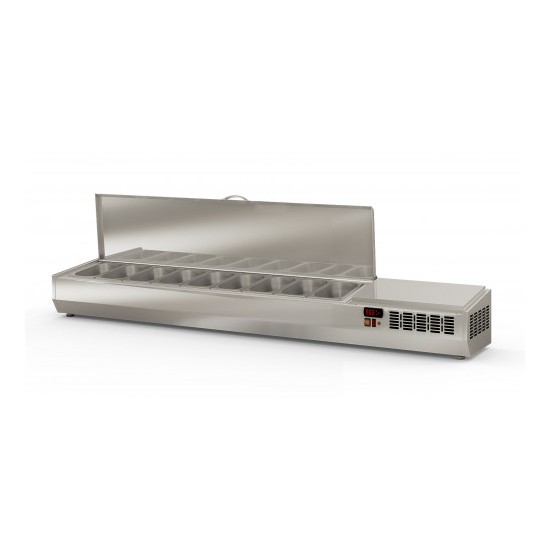 Présentoir à ingrédients 9 GN 1/4 couvercle inox Coreco-mondialchr.com
