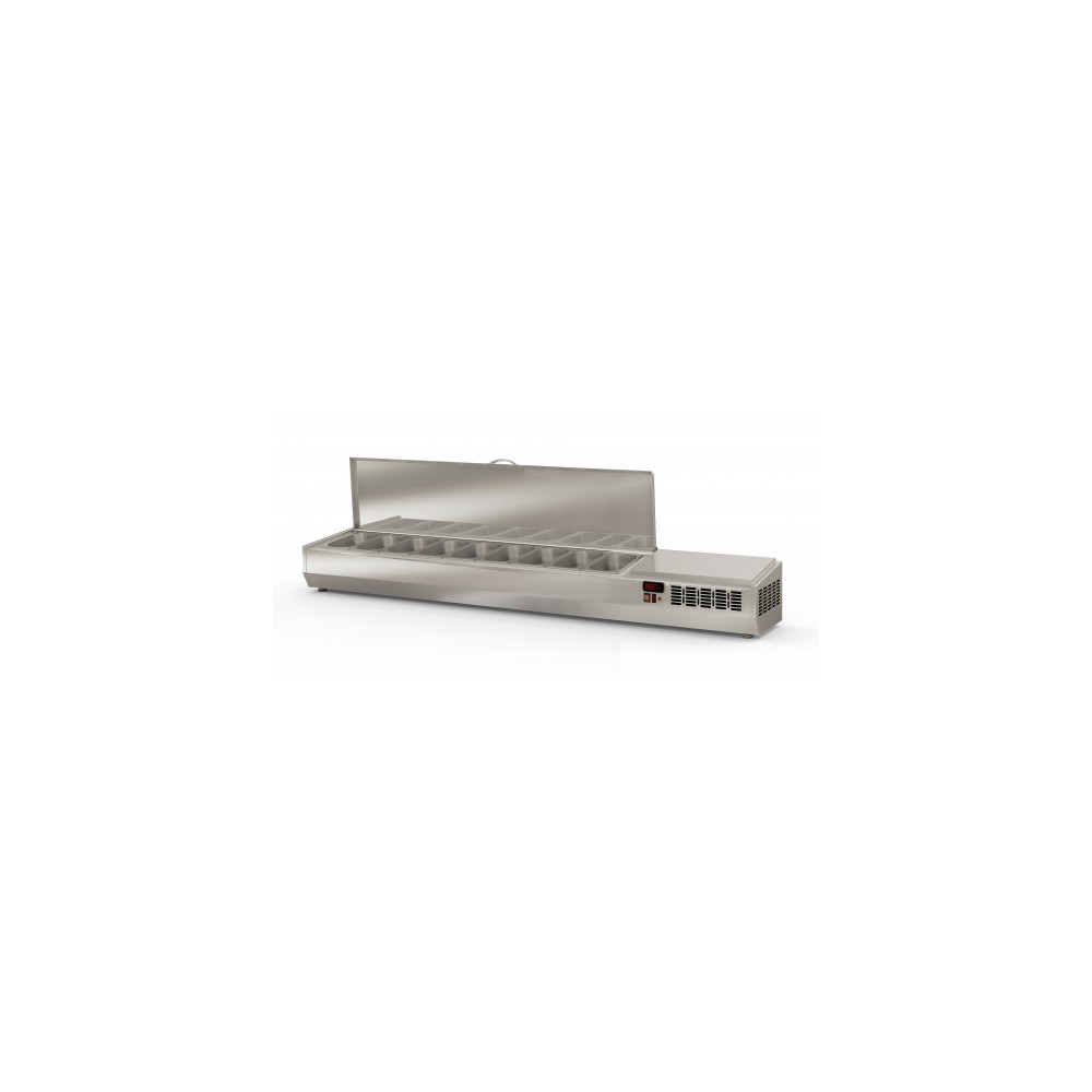 Présentoir à ingrédients 9 GN 1/4 couvercle inox Coreco-mondialchr.com