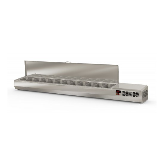Présentoir à ingrédients 10 GN 1/4 couvercle inox Coreco-mondialchr.com