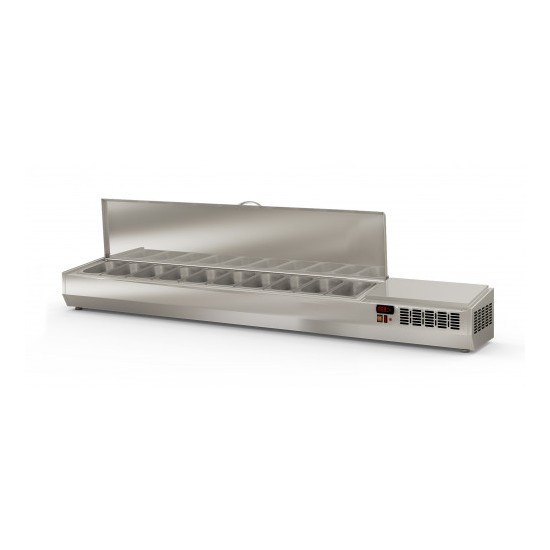 Présentoir à ingrédients 12 GN 1/4 couvercle inox Coreco-mondialchr.com