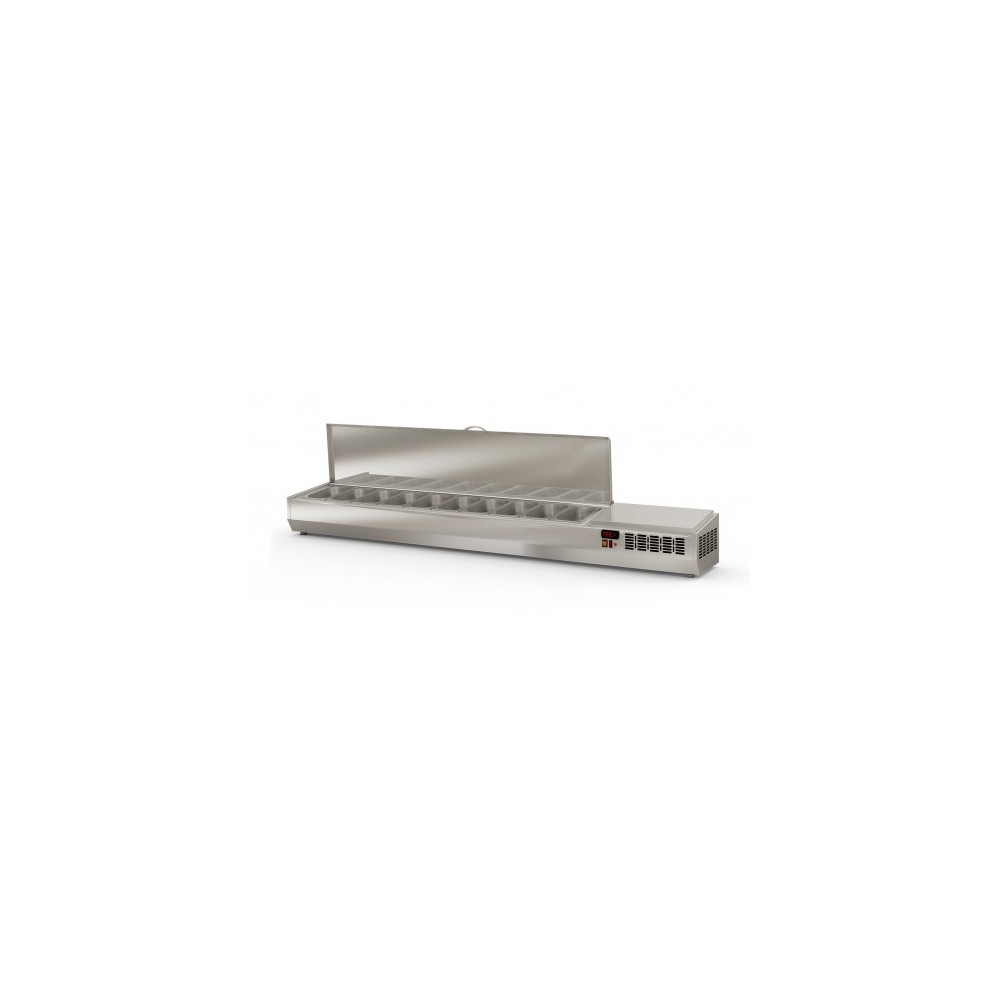 Présentoir à ingrédients 12 GN 1/4 couvercle inox Coreco-mondialchr.com