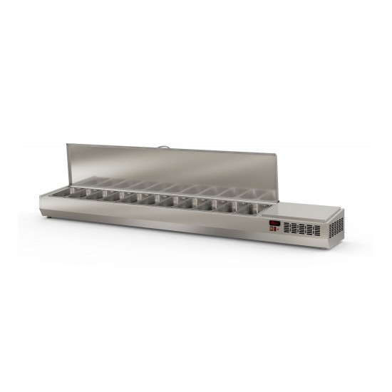 Présentoir à ingrédients 11 GN 1/3 couvercle inox Coreco-mondialchr.com