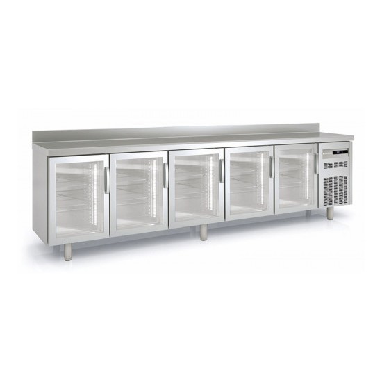 Meuble Snack 600 positif 3070mm 5 portes vitrées Coreco-mondialchr.com