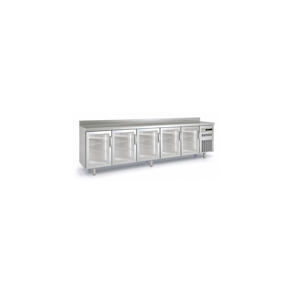Meuble Snack 600 positif 3070mm 5 portes vitrées Coreco-mondialchr.com
