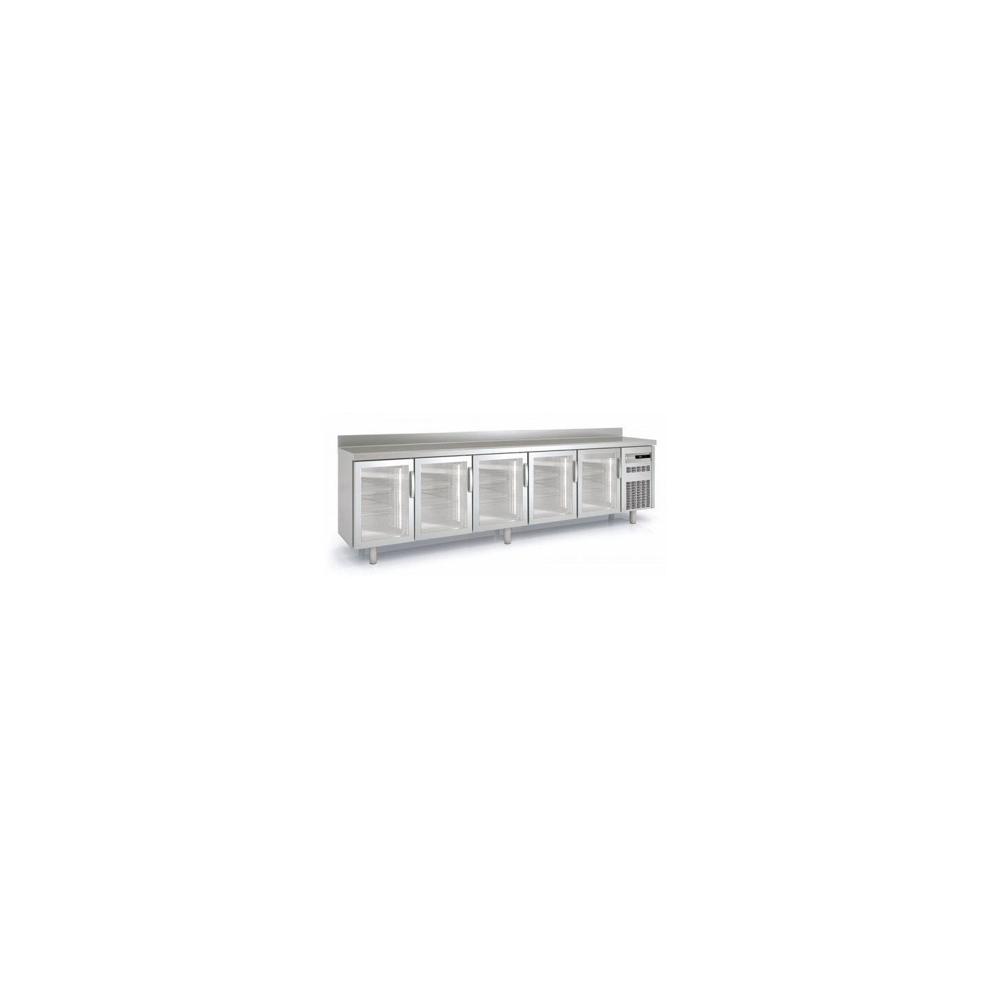 Meuble Snack 600 positif 3070mm 5 portes vitrées Coreco-mondialchr.com