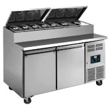 Meuble à pizza 2 portes plan de travail en inox-mondialchr.com