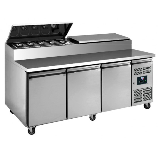 Meuble à pizza dessus inox 3 portes pour restaurants-mondialchr.com