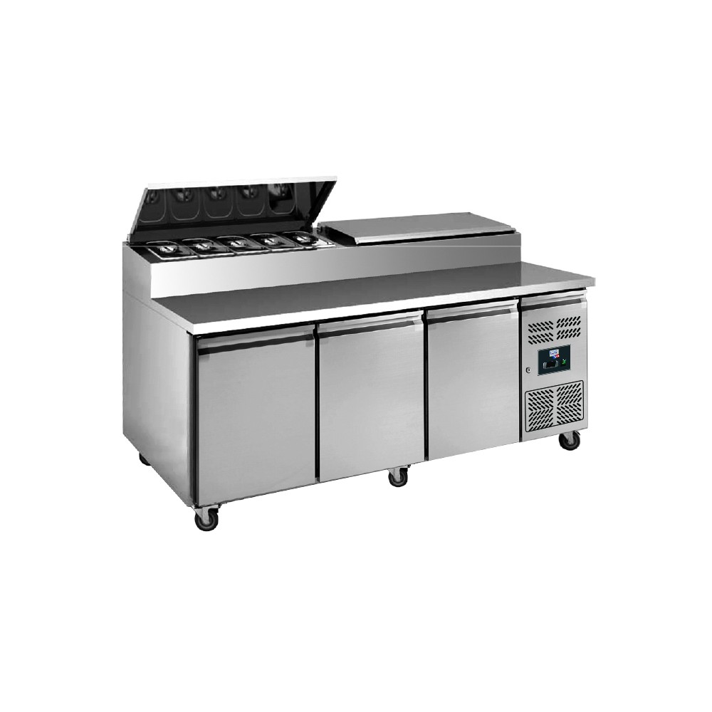Meuble à pizza dessus inox 3 portes pour restaurants-mondialchr.com