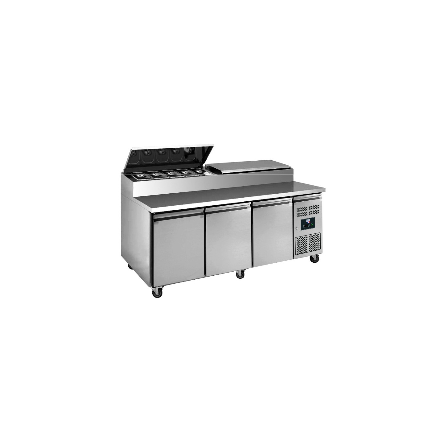 Meuble à pizza dessus inox 3 portes pour restaurants-mondialchr.com