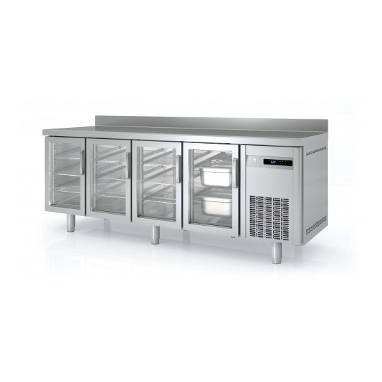 Meuble 700 GN1/1 positif 4 portes vitrées sans évier Coreco-mondialchr.com