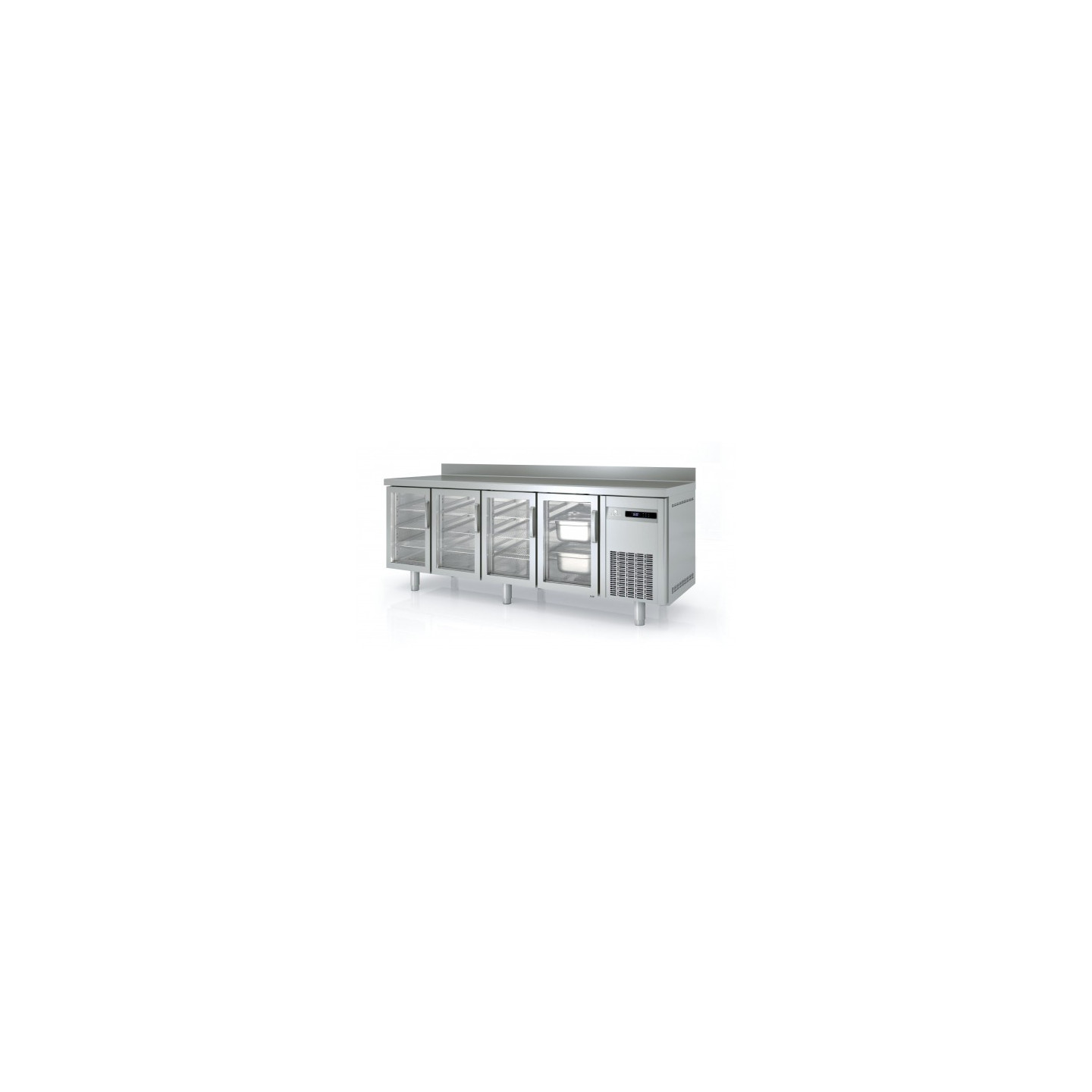Meuble 700 GN1/1 positif 4 portes vitrées sans évier Coreco-mondialchr.com