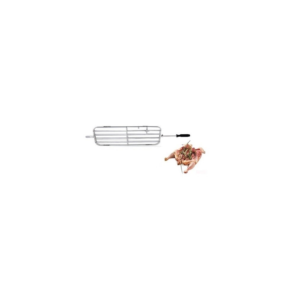 Grille rotative 3 Poulets pour barbecue portugais au charbon de bois-mondialchr.com