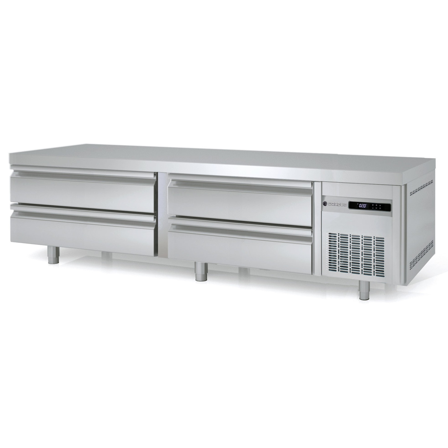 Soubassement réfrigéré 2110mm 4 tiroirs GN2/1 Coreco-mondialchr.com