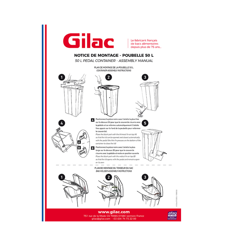 Poubelle à pédale 50L Gilac-mondialchr.com