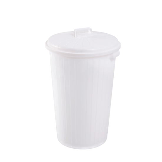 Poubelle ronde 35L blanc avec couvercle Gilac-mondialchr.com
