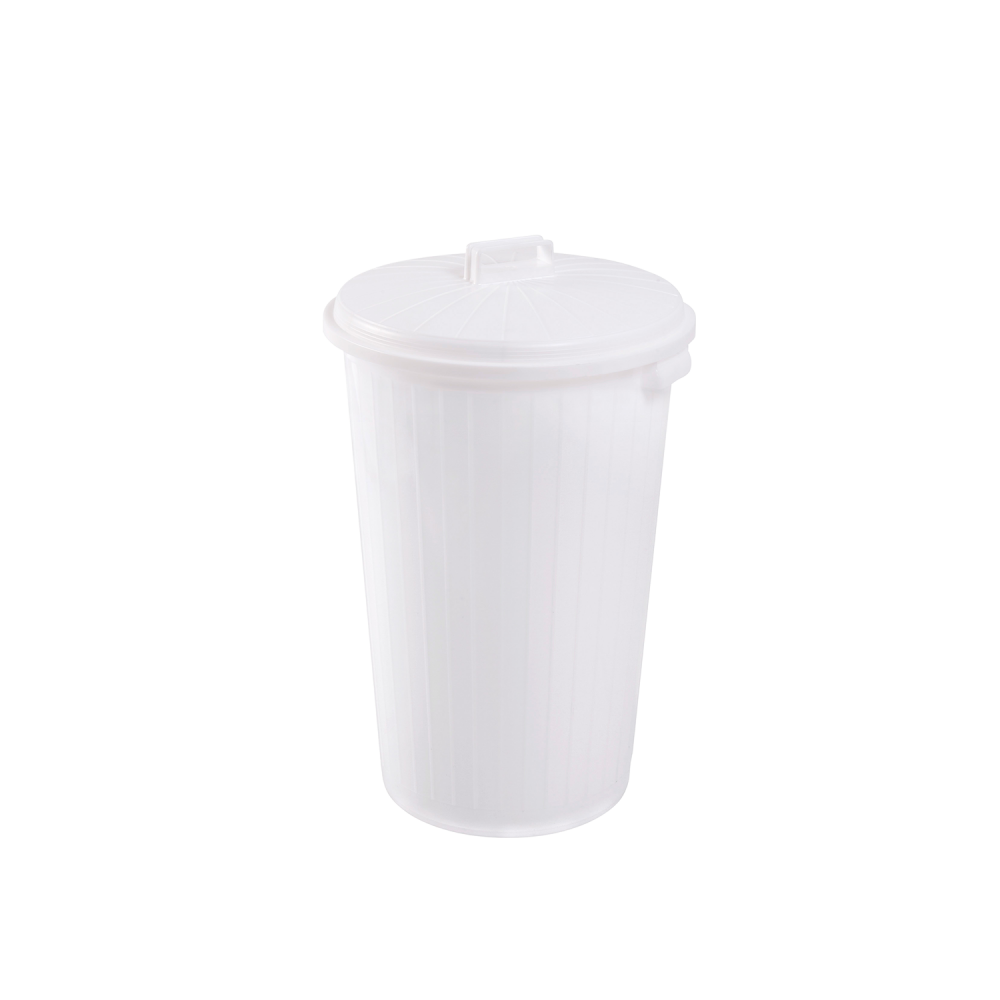 Poubelle ronde 35L blanc avec couvercle Gilac-mondialchr.com