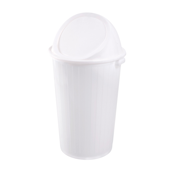 Poubelle ronde 35L blanc avec couvercle basculant Gilac-mondialchr.com