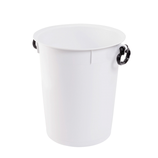 Poubelle ronde 50L blanc avec poignées noires Gilac-mondialchr.com
