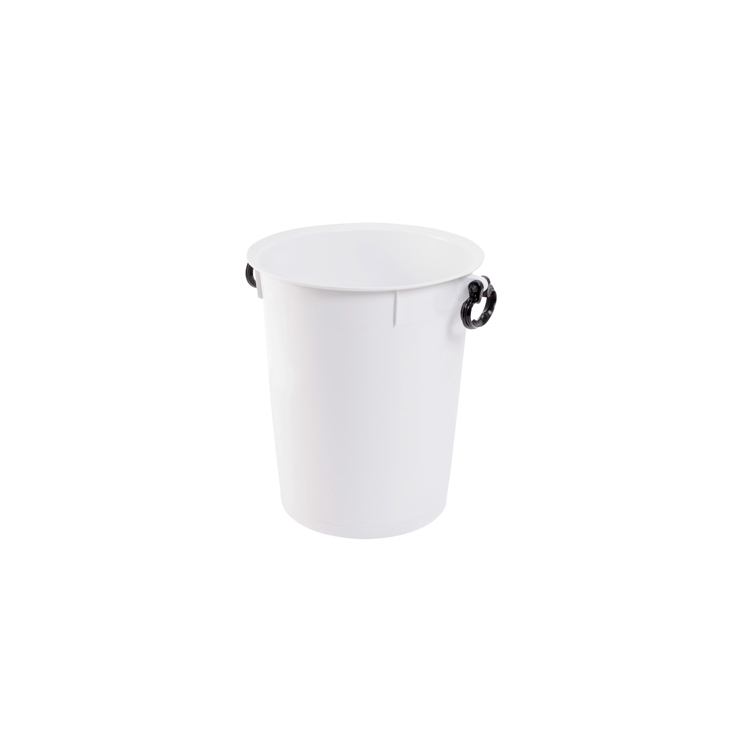 Poubelle ronde 50L blanc avec poignées noires Gilac-mondialchr.com