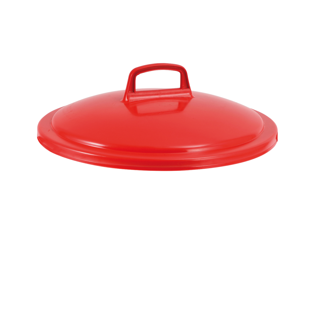 Couvercle avec poignée pour poubelle ronde 75L rouge Gilac-mondialchr.com