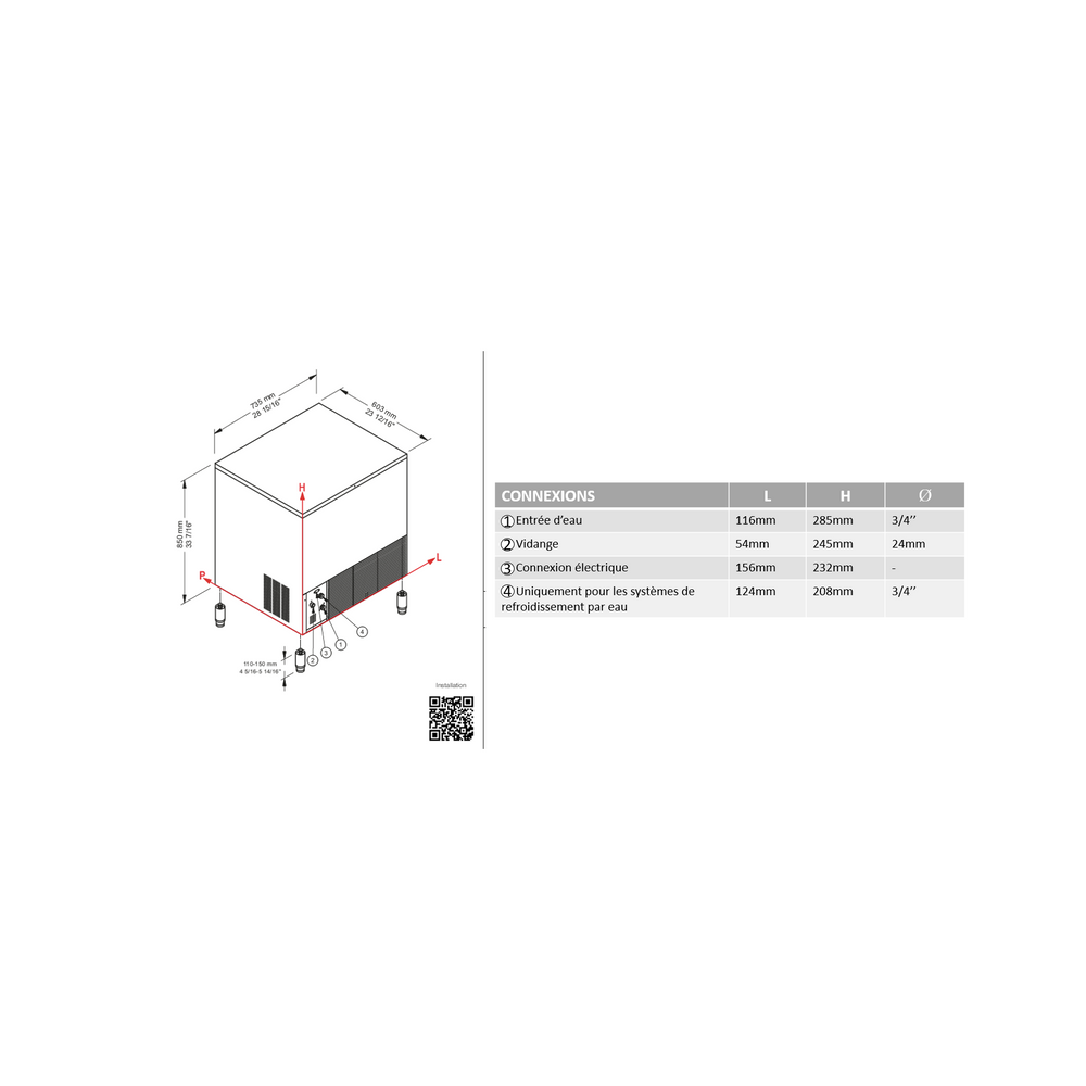 Machine à glaçons pleins 71 kg sur 24h condenseur air Brema-mondialchr.com