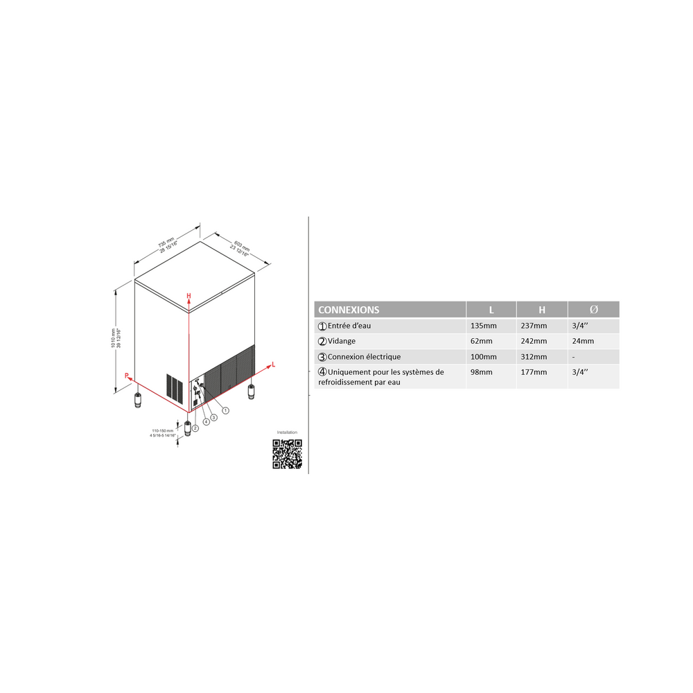 Machine à glaçons pleins 93kg sur 24h condenseur air Brema-mondialchr.com