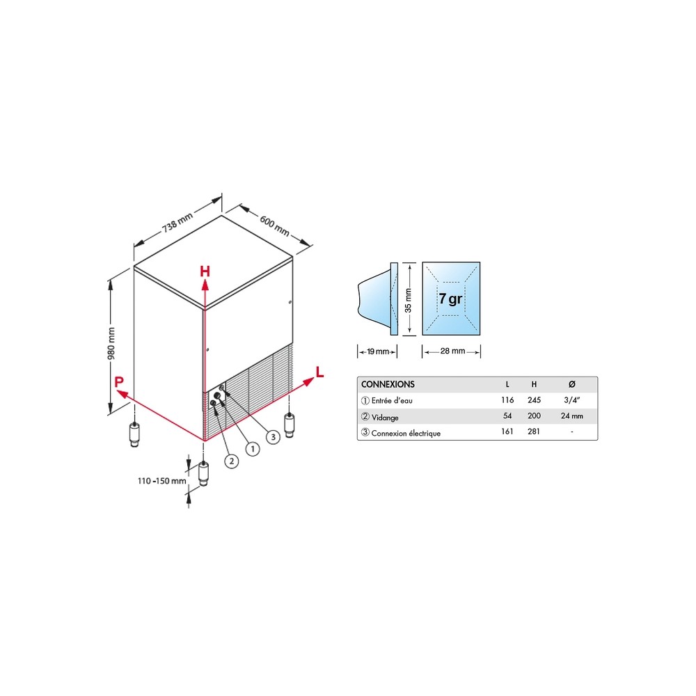 Machine à glaçons cubes 105kg sur 24h condenseur air Brema-mondialchr.com