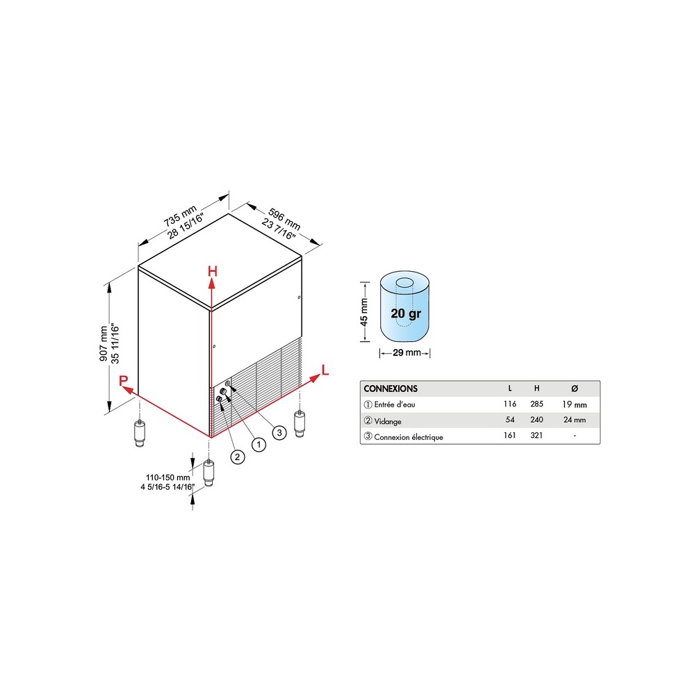 Machine à glaçons creux 75kg sur 24h condenseur air Brema-mondialchr.com
