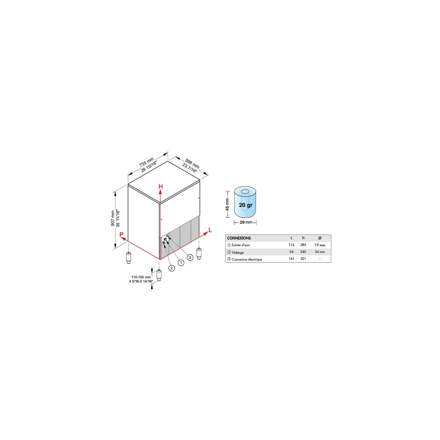 Machine à glaçons creux 75kg sur 24h condenseur air Brema-mondialchr.com
