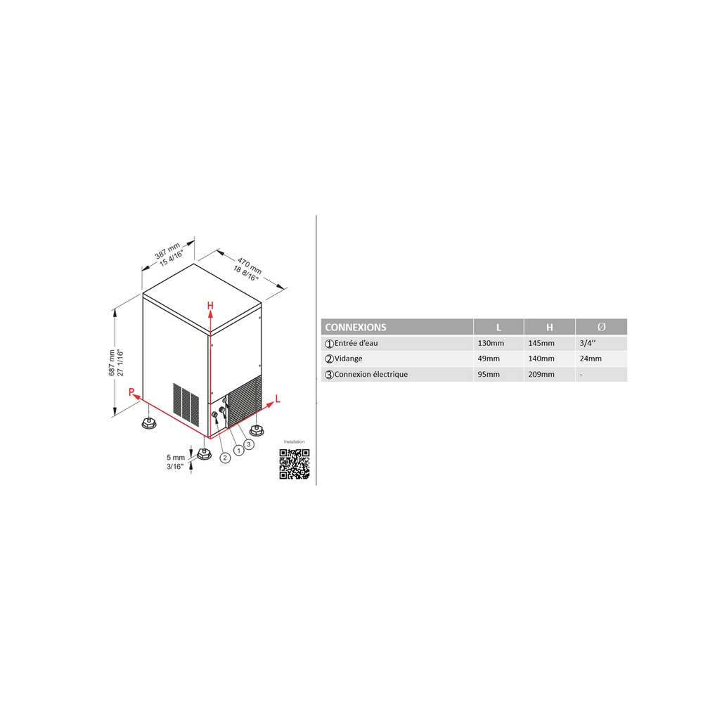 Machine à glaçons pleins 29kg sur 24h condenseur air Brema-mondialchr.com
