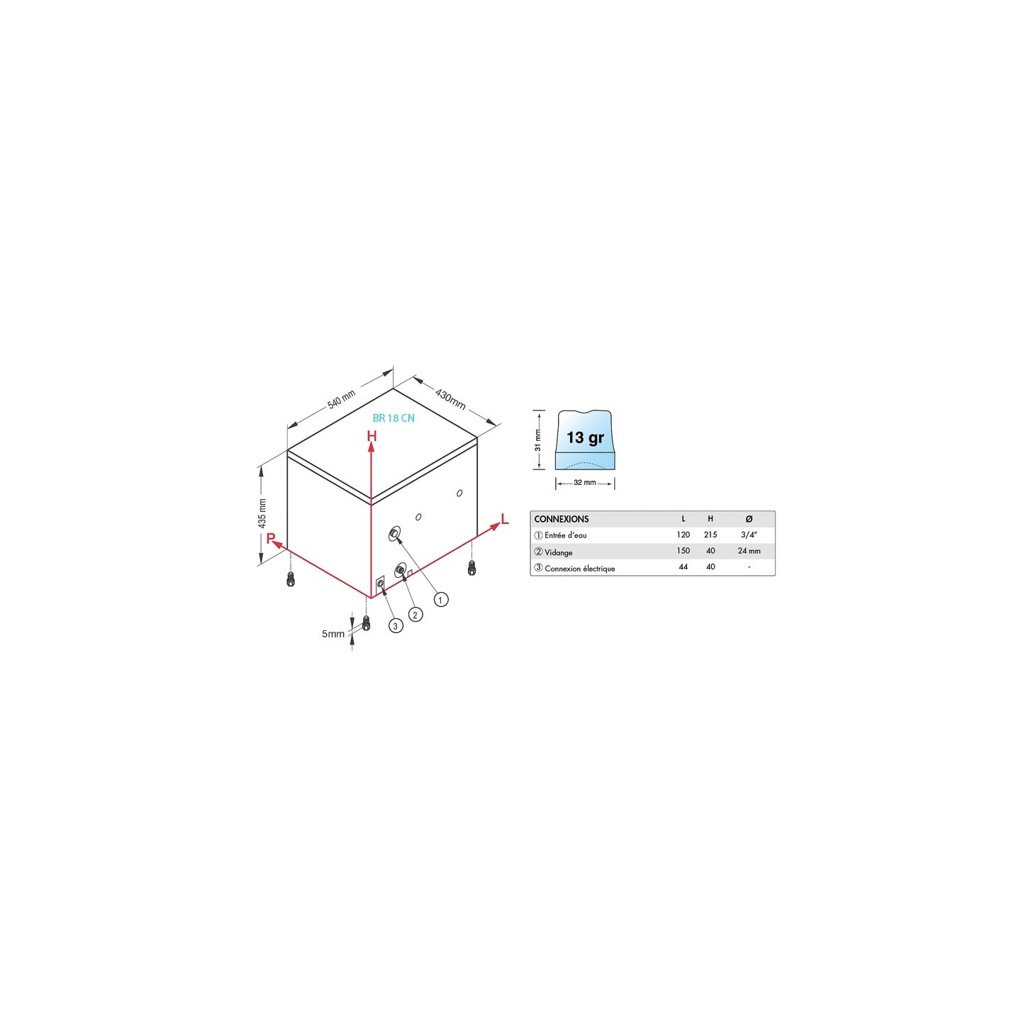 Machine à glaçons 22kg avec distributeur d'eau condenseur eau Brema-mondialchr.com