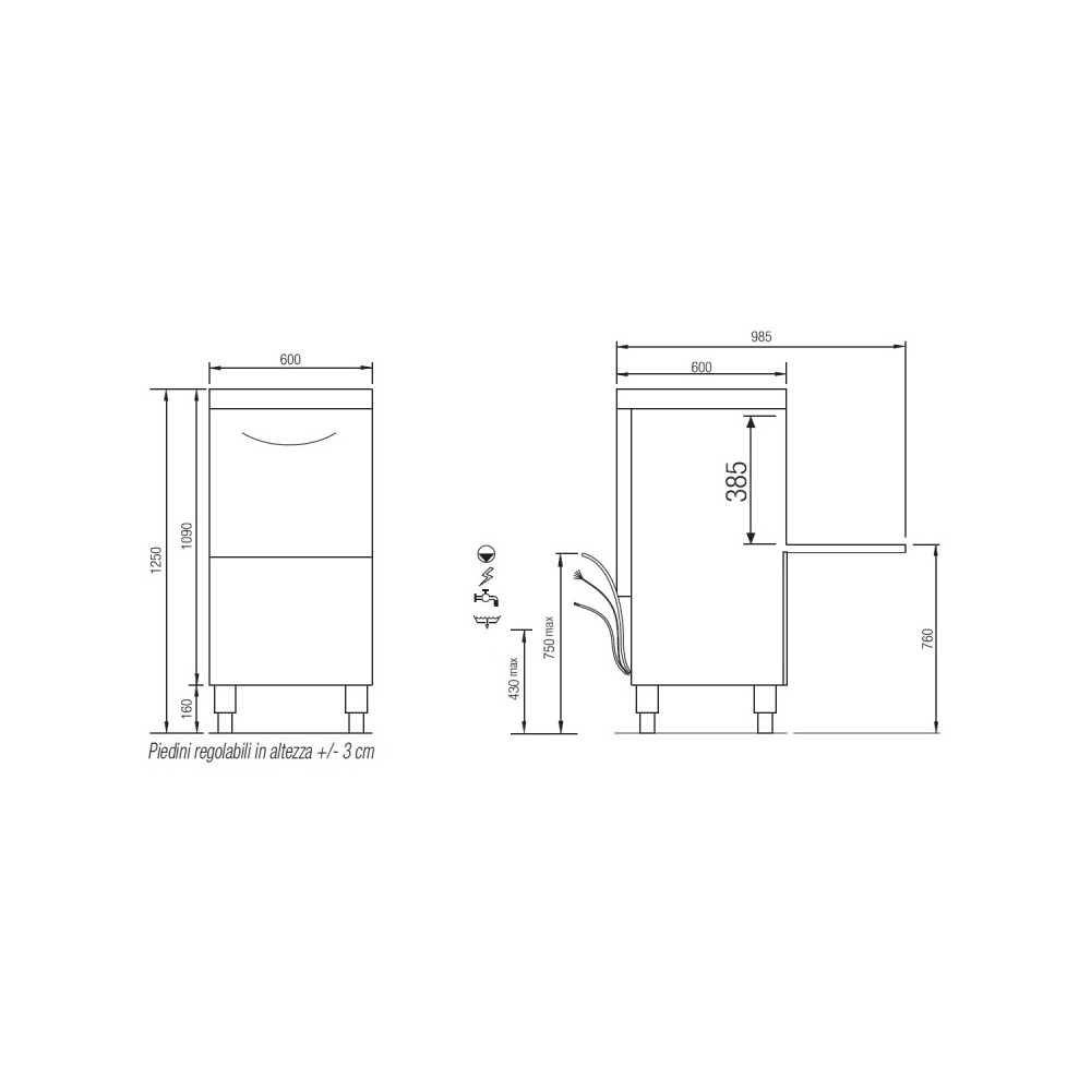 Lave vaisselle RIVER272V1 Panier 500x500 Elettrobar Furnotel-mondialchr.com