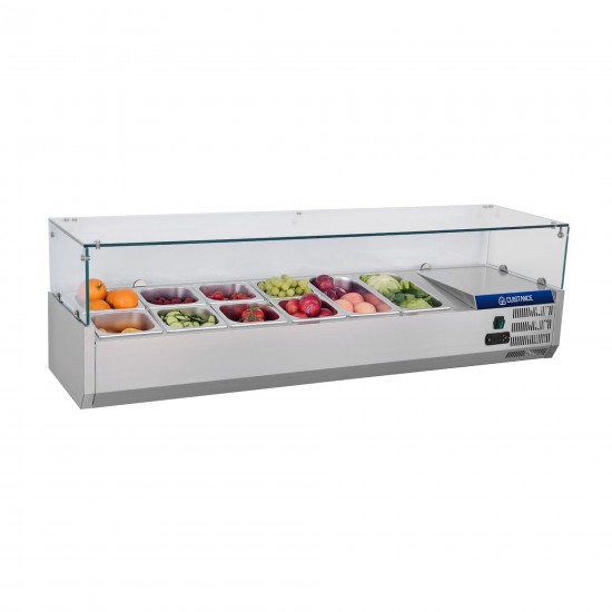Présentoir à ingrédients inox vitrée L2000mm VRX2000380-mondialchr.com