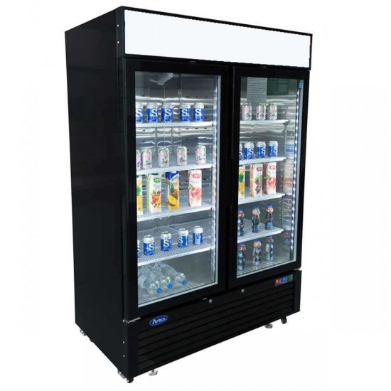 Armoire réfrigérée vitrée positive 1300L Noir Atosa - mondialchr.com