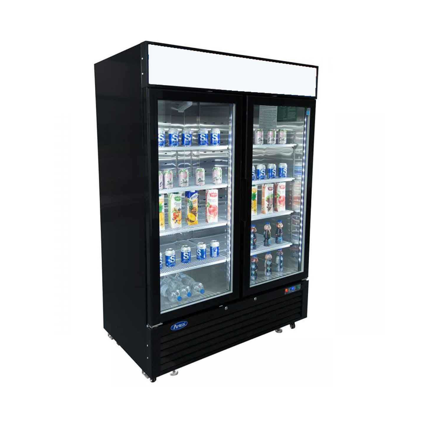 Armoire réfrigérée vitrée positive 1300L Noir Atosa - mondialchr.com