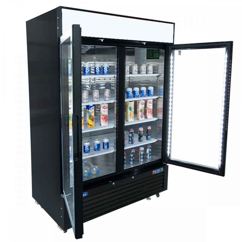 Armoire réfrigérée vitrée positive 1300L Noir Atosa - mondialchr.com