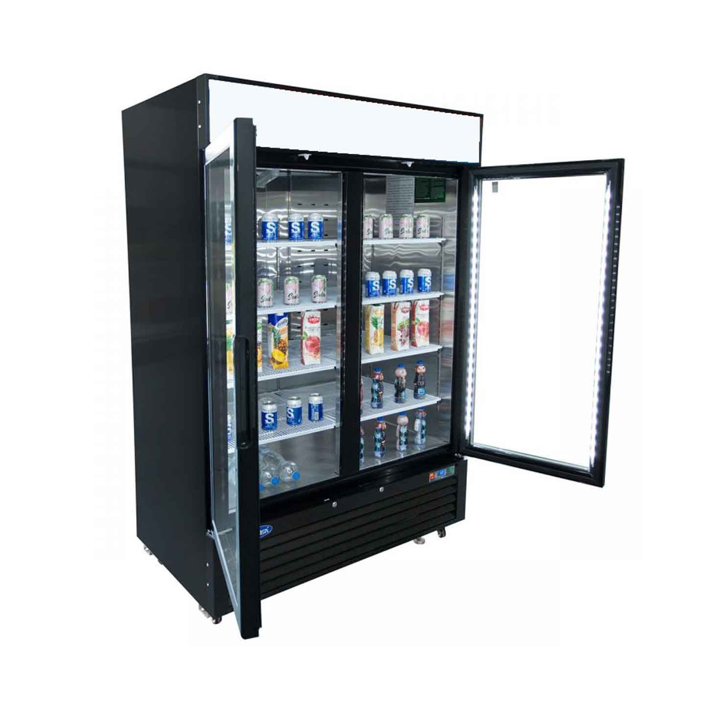 Armoire réfrigérée vitrée positive 1300L Noir Atosa - mondialchr.com