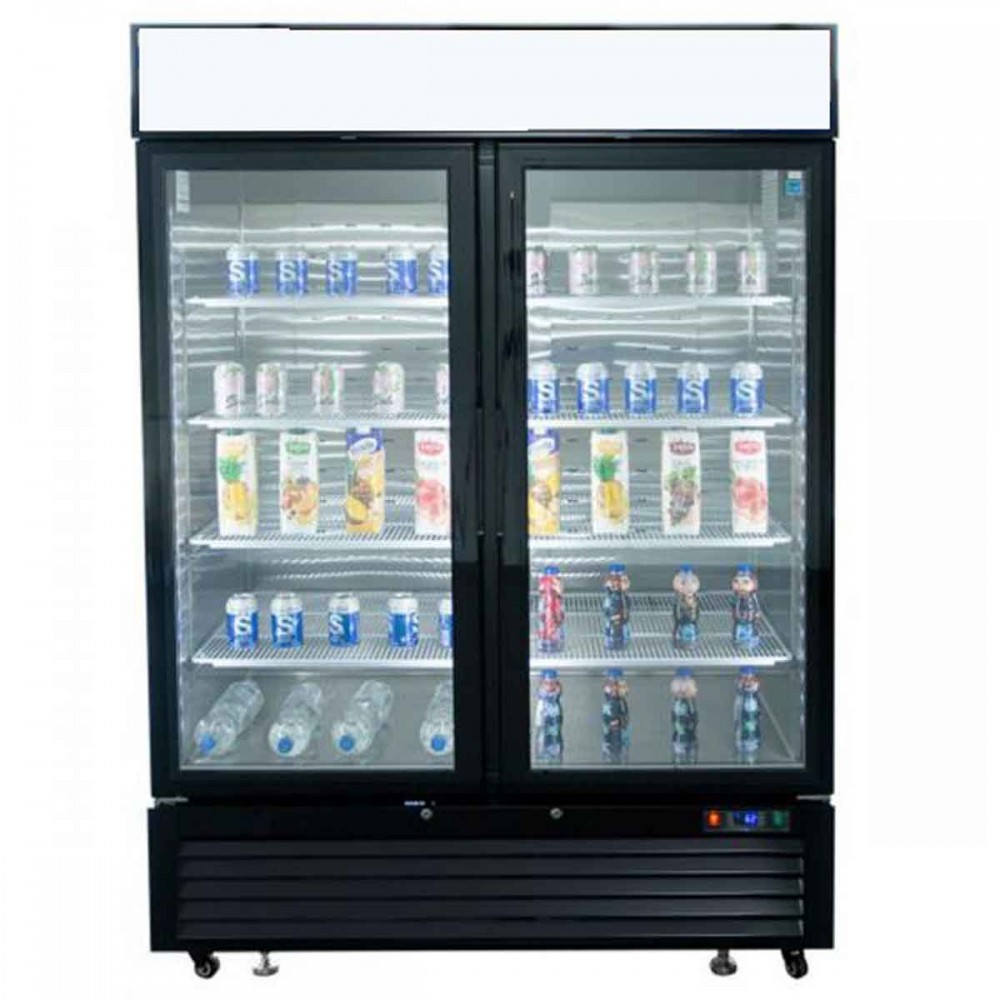 Armoire réfrigérée vitrée positive 1300L Noir Atosa - mondialchr.com